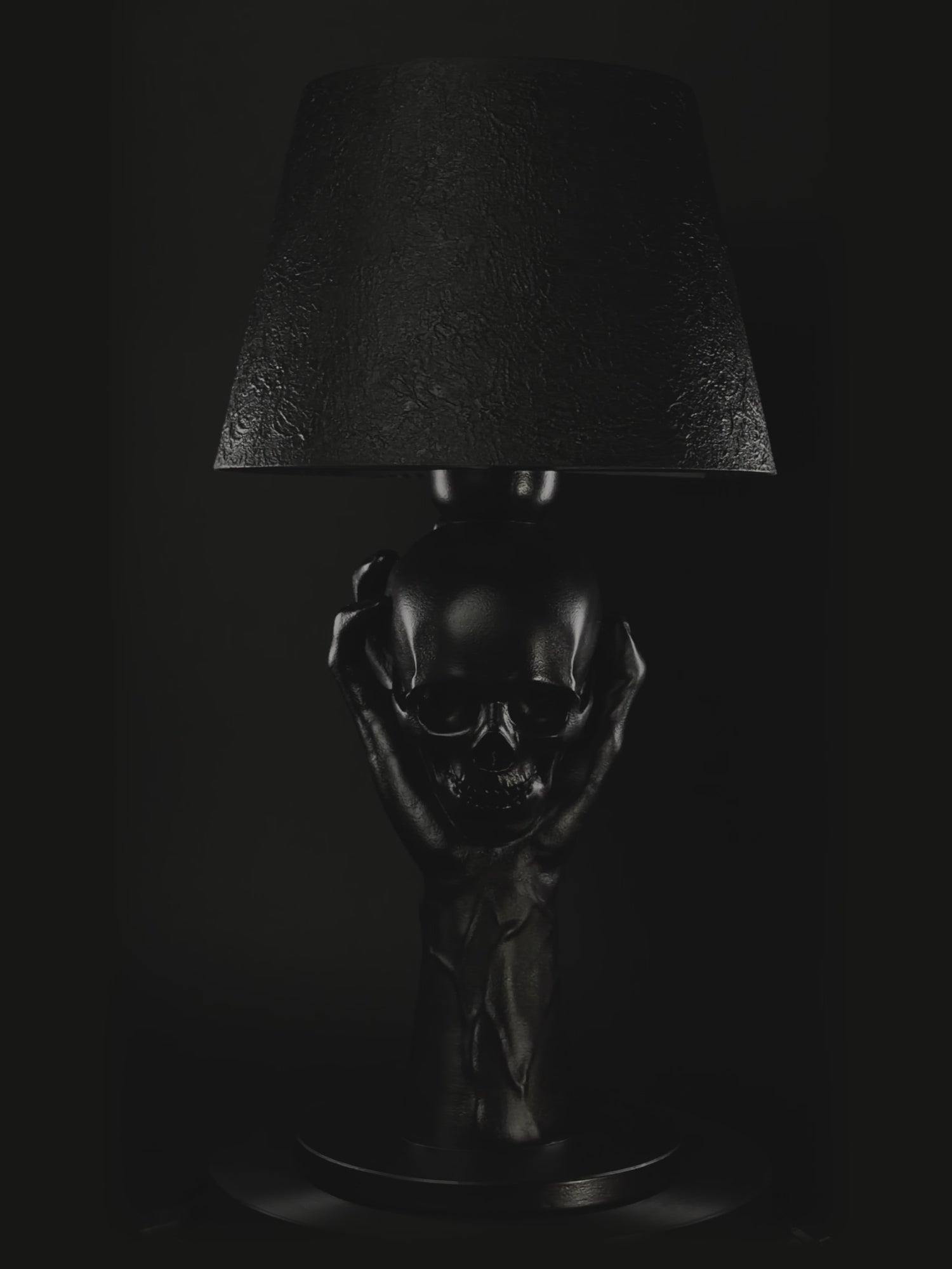 Video showing the To Be or Not To Be skull and hand sculptural lamp