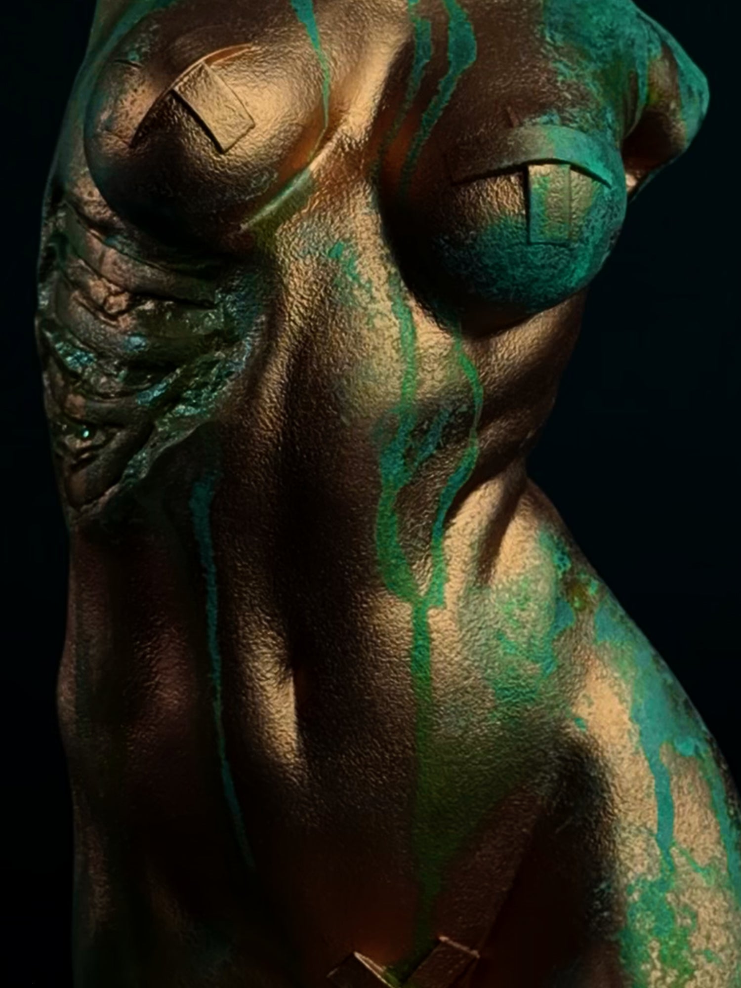 Time-lapse of real copper oxidizing into the turquoise patina of Verdigris Body