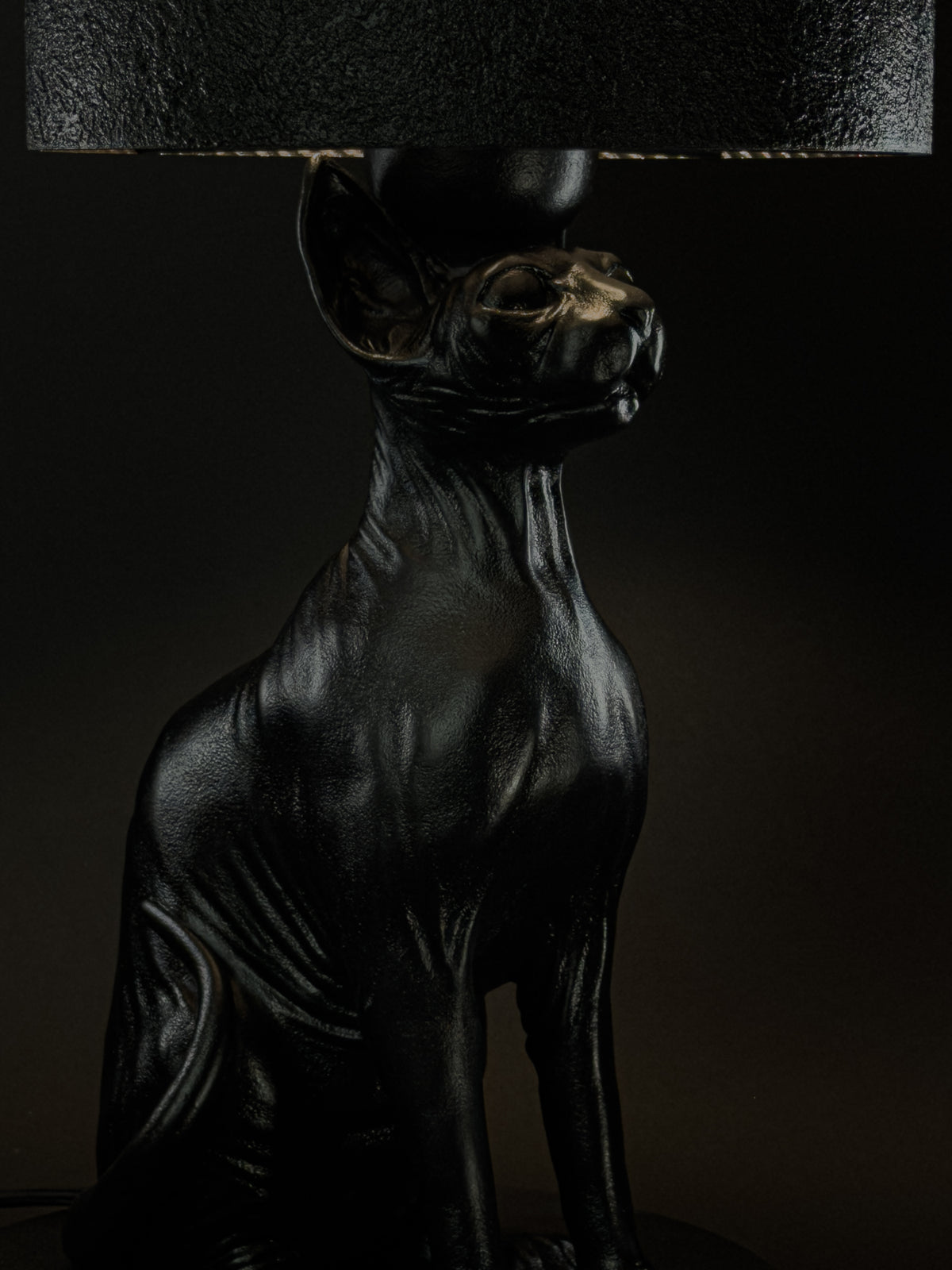 Detail of The Watcher lamp’s face and folded skin